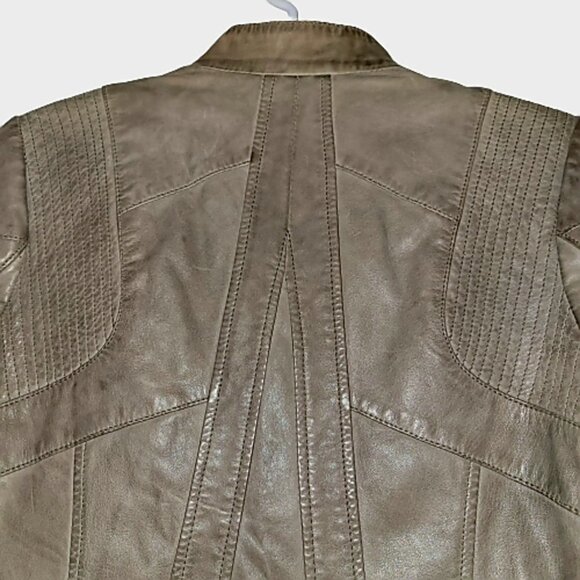 Vintage khaki leather jacket - Picture 6 of 6